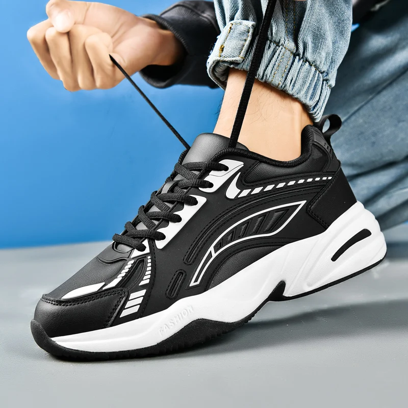 

Sports and leisure shoes, men's shoes, marathon oversized air cushioned shoes, fly woven all season rubber, wear-resistant, anti