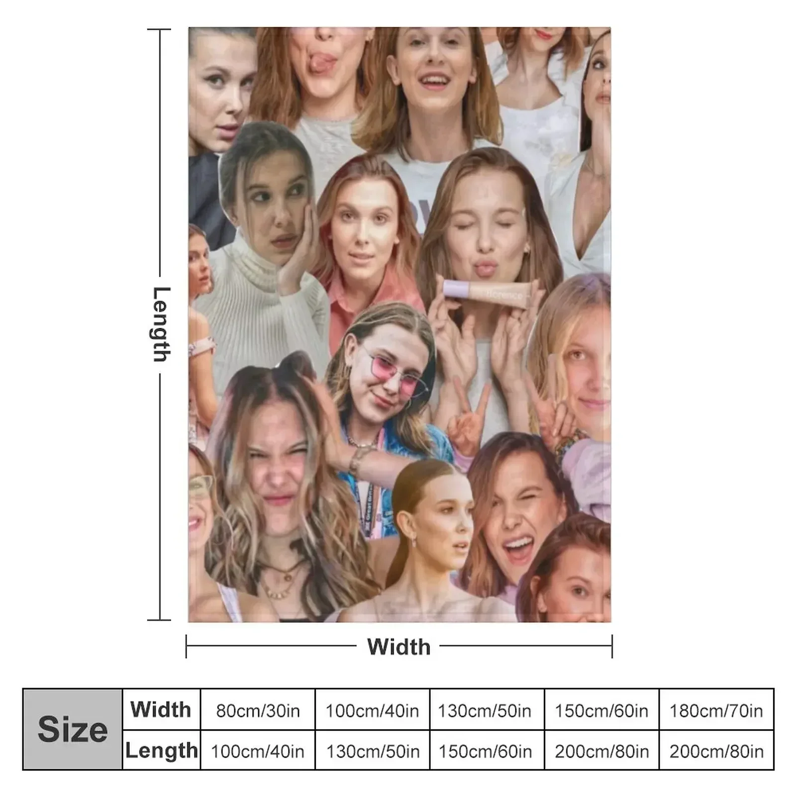 Millie Bobby Brown Edit Collage by Stasii Throw Blanket anime Flannel Fabric Plaid Loose Luxury St Blankets For Baby Blankets