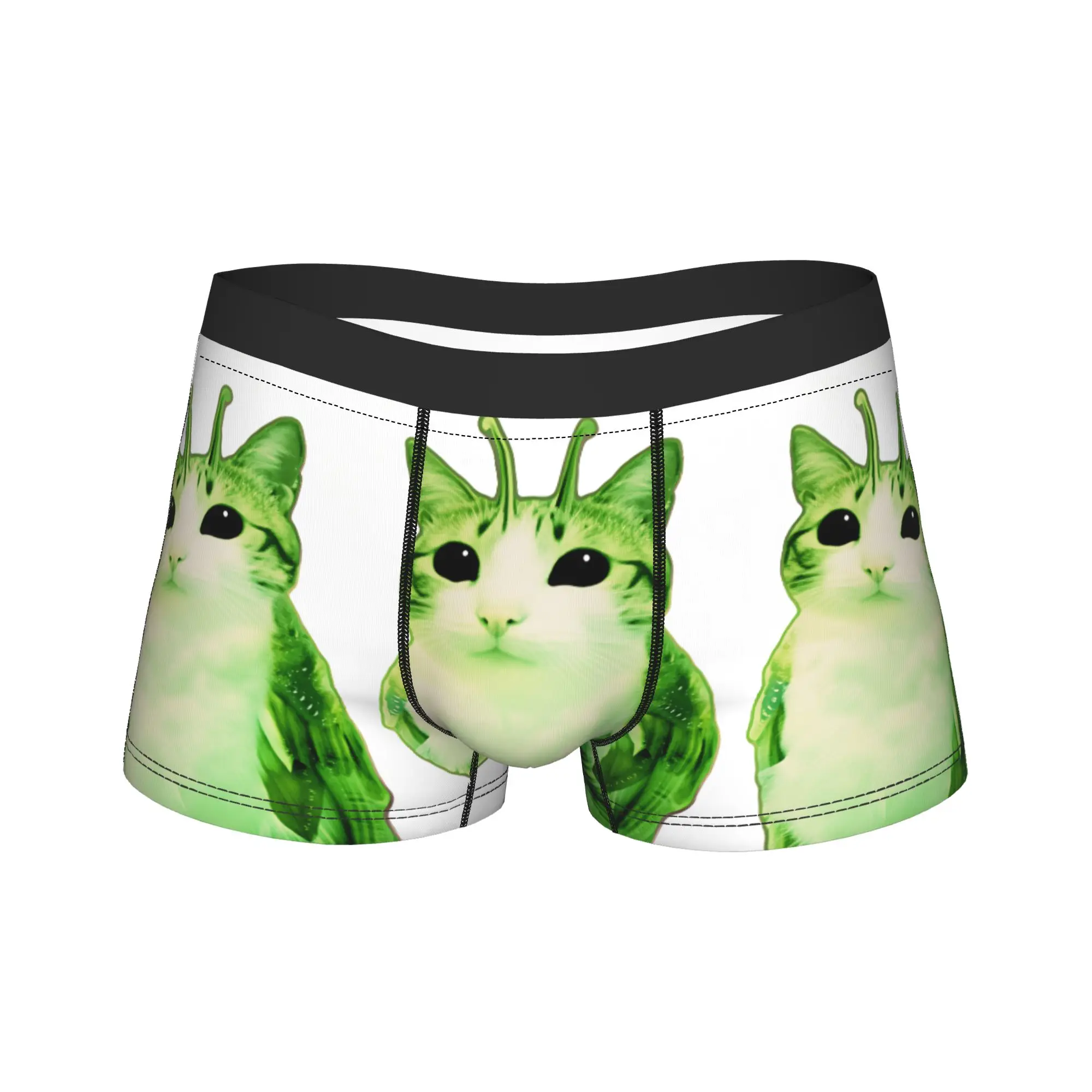 

Funny Green Aliens Meowl Cat Shorts Briefs Underwear Hot Sale Men Soft Trend Boxershorts Printed Oversize Panties