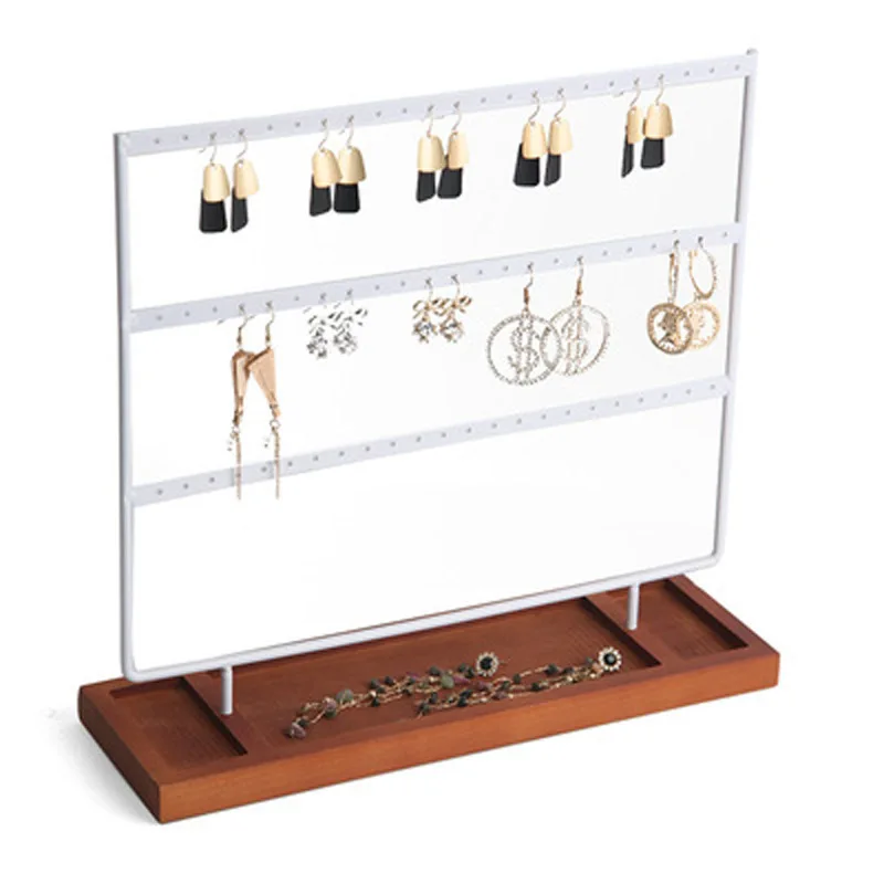 New Wooden Base Storage Rack Slotted Jewelry Display Rack Earrings Storage Bracket Hanging Earrings Detachable Jewelry Rack