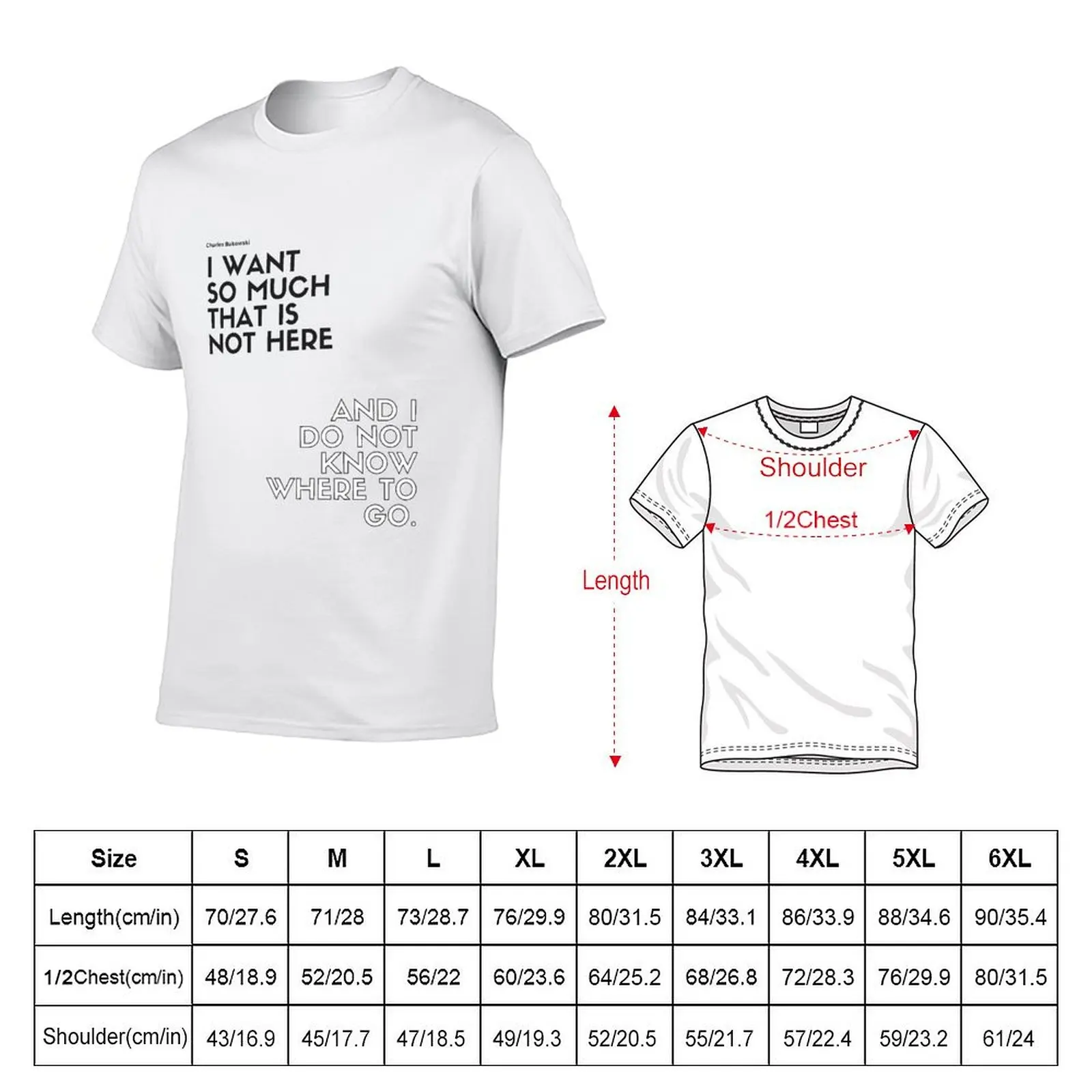 Charles Bukowski quote T-Shirt Relaxed Casual Short Sleeve Tee