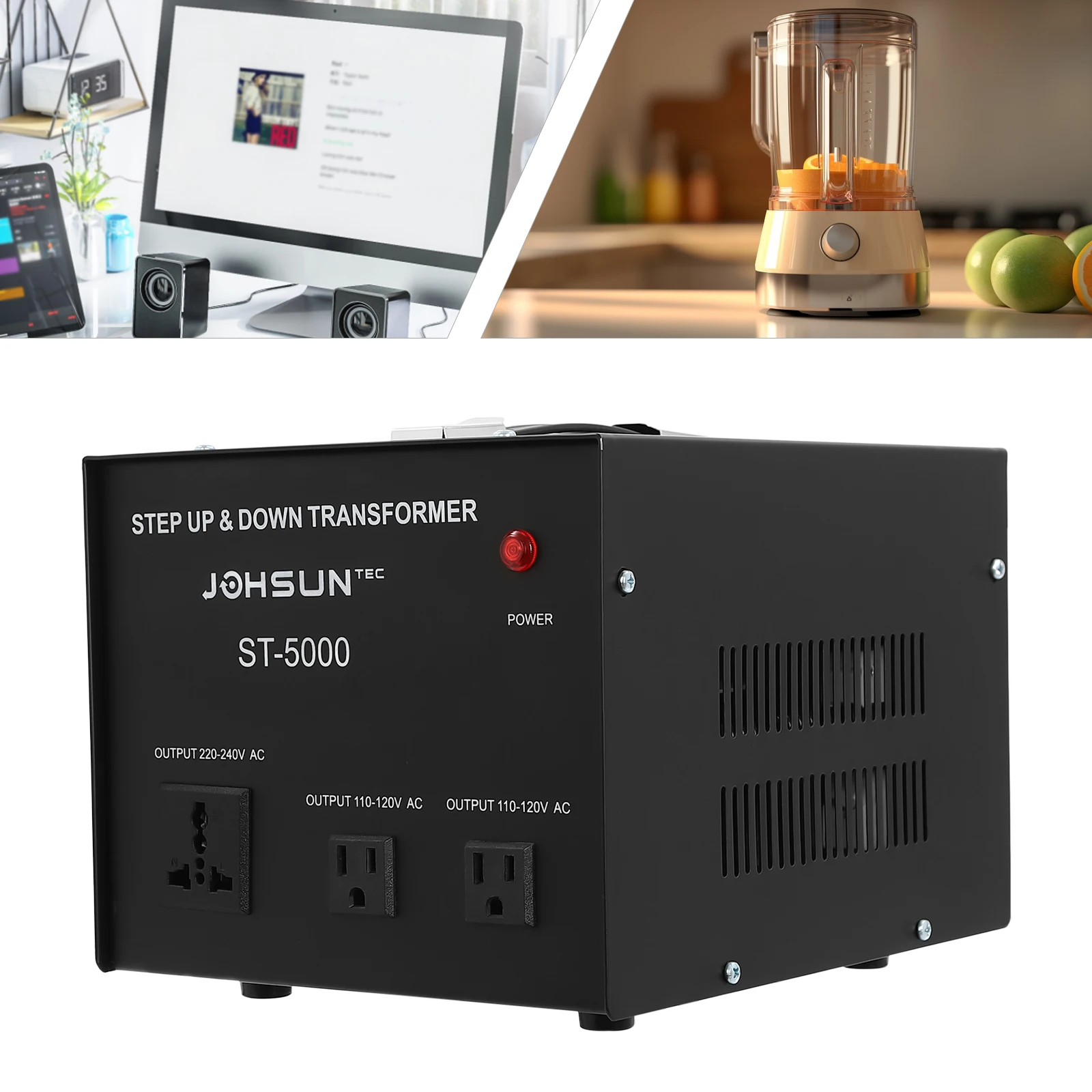 

5000 Watt Step Up & Down Transformer 110V to 220V Circuit Breaker Protection with Indicator Light