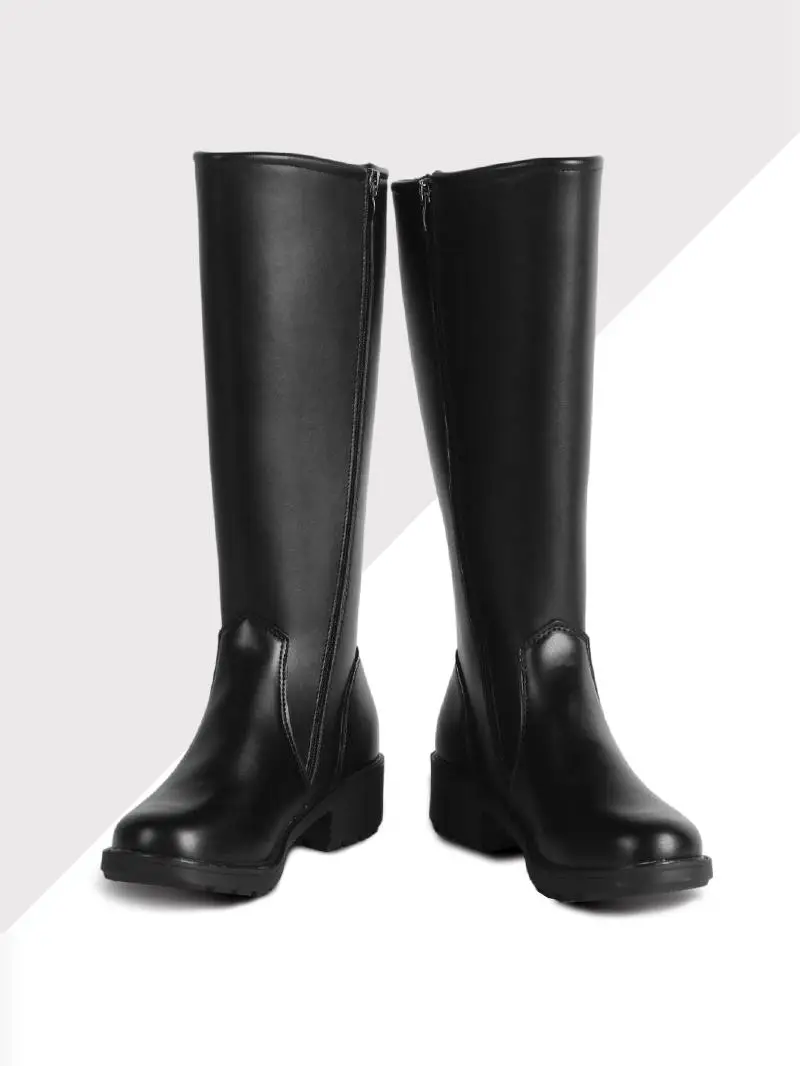 Elegant High-Tube Boot British Style Fashion Boot Warm Cotton Inner Ceremony Performance Flag Raising Officer Marching Boot