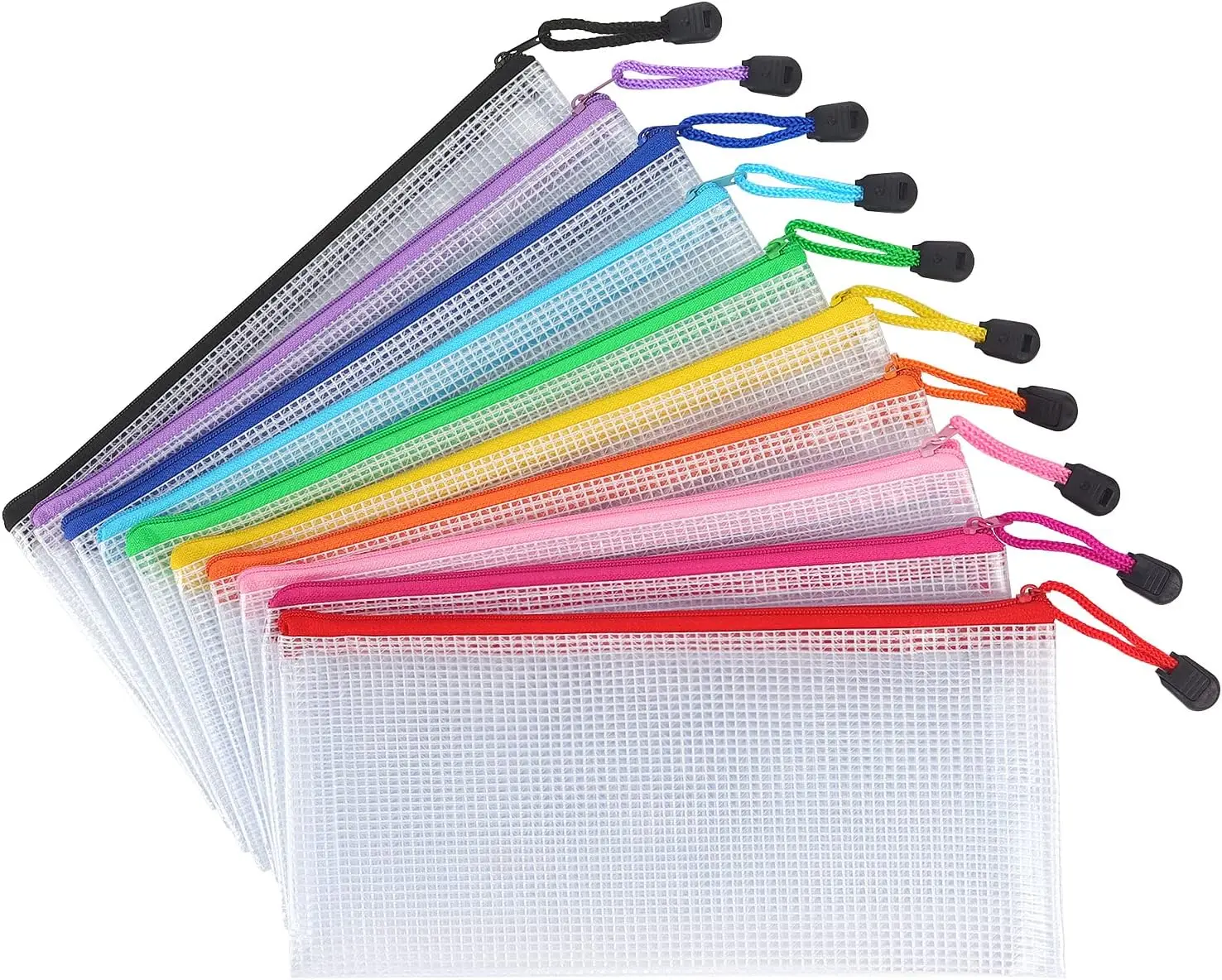 4Size Mesh Zipper Pouch Document Waterproof Zip File Bags Plastic Pencil Pouches A3/A4/A5/A6 Size for Classroom Organization