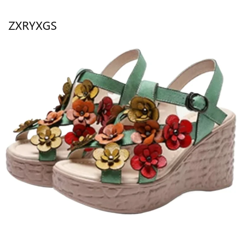 Zxryxgs Sandalias Clásicas De Cuero Con Flores 2026, Sandalias De Verano A La Moda Para Mujer, Sandalias Elegantes Y Cómodas Con Plataforma — -14%, 8.82€ Coupon, from 49.99€ – 14% descuento – €49.99