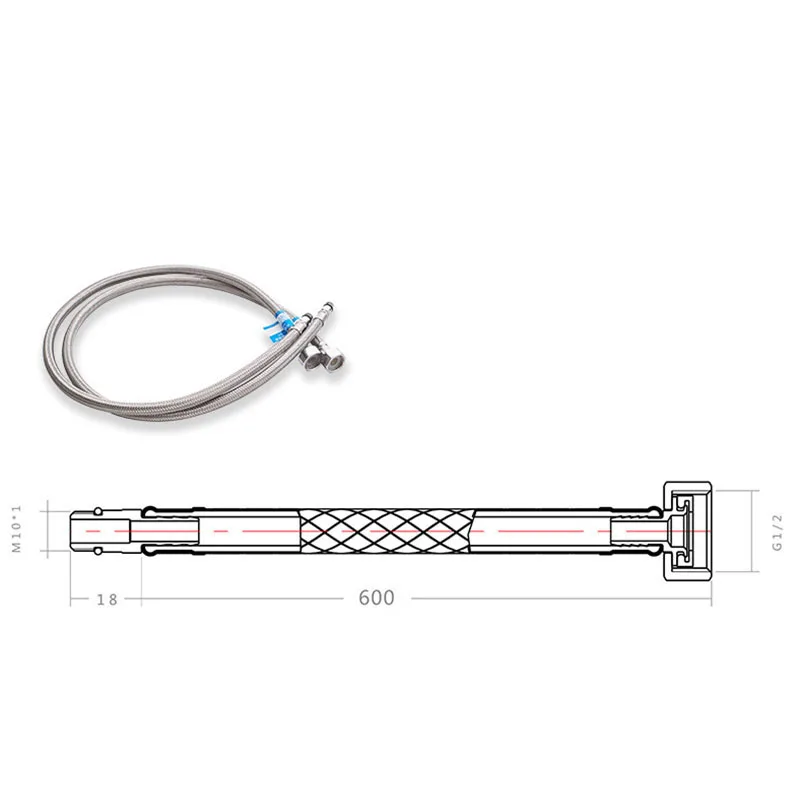 1/2 M10 * 1 304 плетеный шланг из нержавеющей стали для холодной и горячей воды