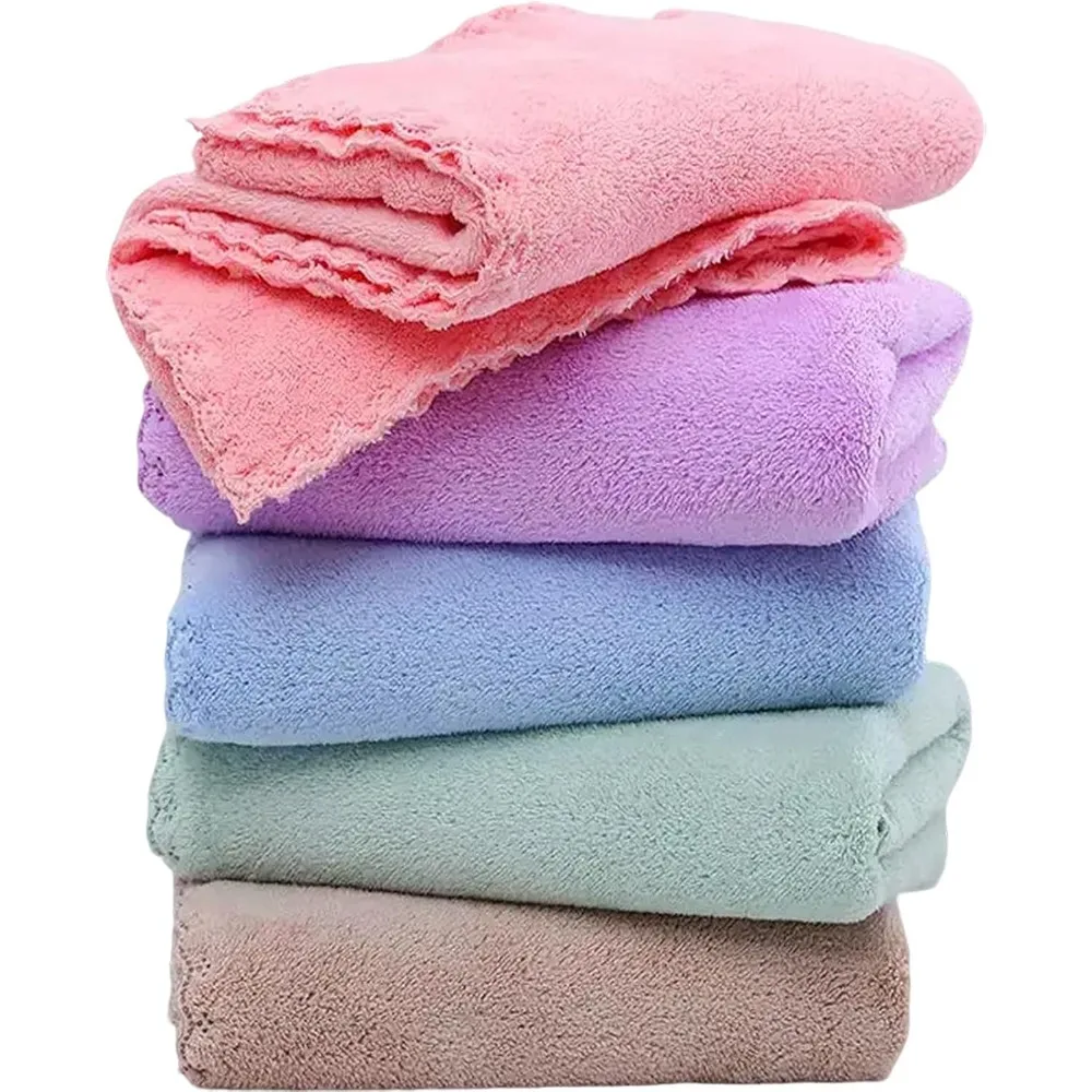 

Ultra Soft Coral Velvet 5 Pack Large Washcloths Quick Dry Highly Absorbent Bath Spa Gym Towels