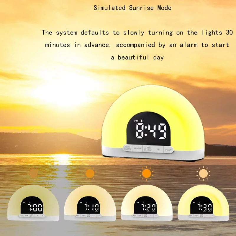 

Simulated Sunrise Wake up Atmosphere Light, Home Bedroom Alarm Clock Nightlight, Children's Sleep Companion Light