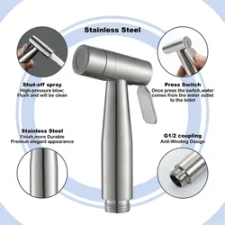 Stainless Steel Faucet Spray Gun Handheld Toilet Bidet Faucet Stainless Steel Hand Bidet Sprayers Brushed Water Sprayer