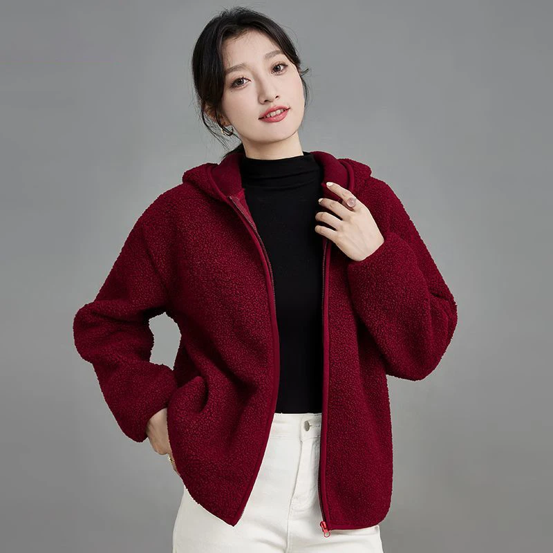 

Fashion Solid Color Zipper All-match Hooded Coats Women's Clothing 2024 Autumn Winter New Loose Commuter Tops Casual Jackets