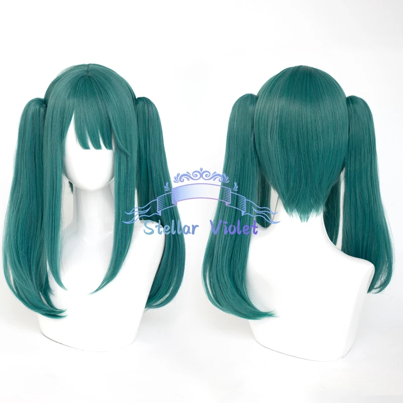vocaloid-ミクウィッグ吸血鬼コスプレウィッグコスプレ衣装-45-センチメートルショートヘアグリーンダブルポニーテール合成かつらハロウィンパーティー