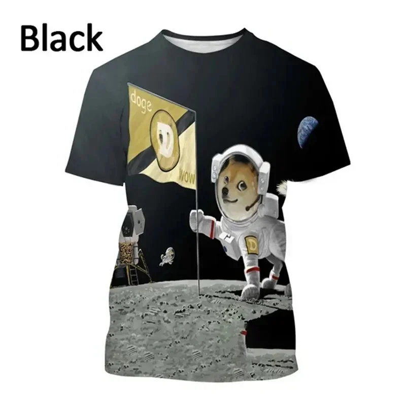 Astronaut Doge Dogecoin Graphic T Shirt For Men Clothing Fashion Meme Cheems Fan T-shirt Casual 3D Shiba Inu Printing Tee Tops - Image 3