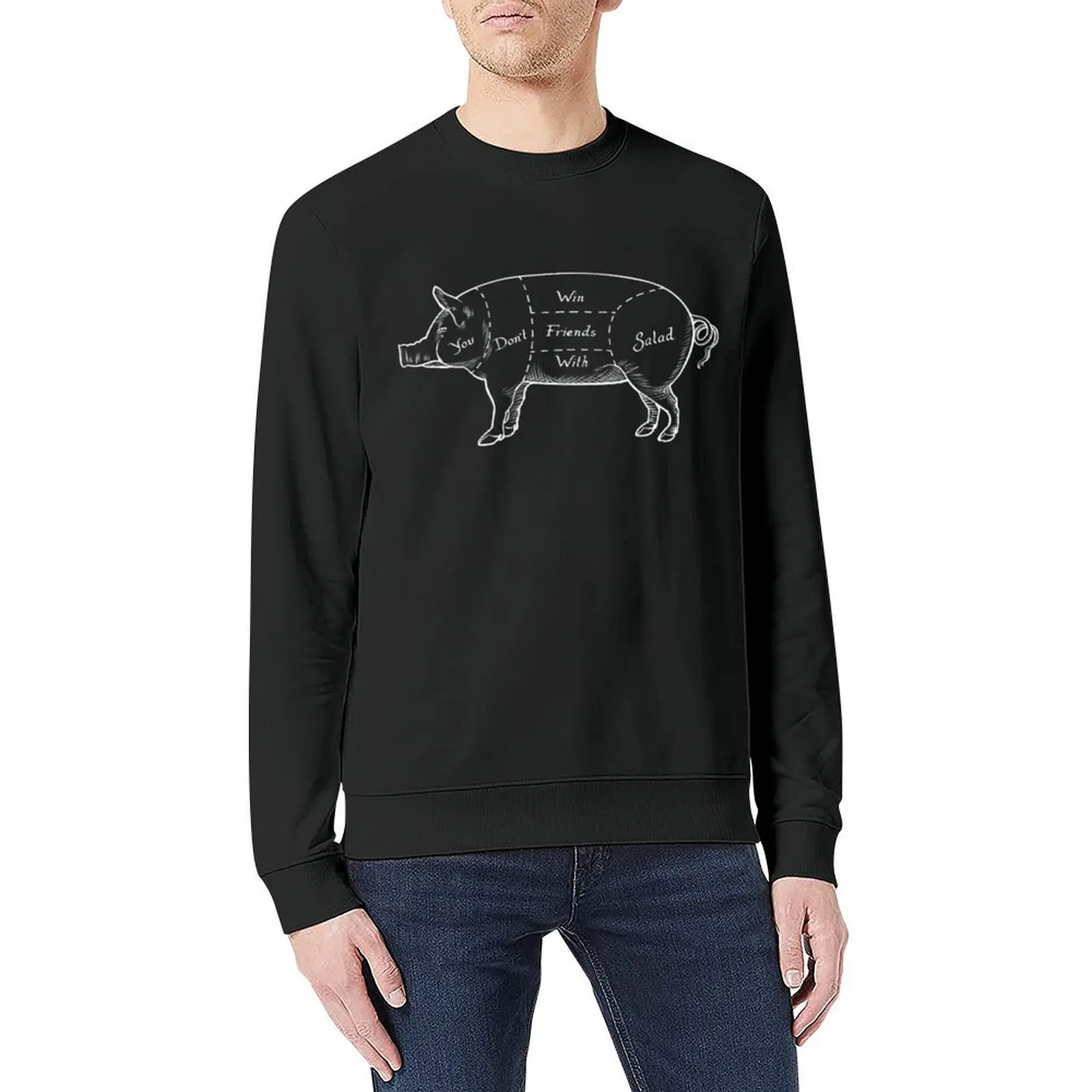 เสื้อสเวตเชิ้ตผู้ชายลายกราฟิก คอลเลคชั่นฤดูใบไม้ร่วง ลาย You Don't Win Friends With Salad