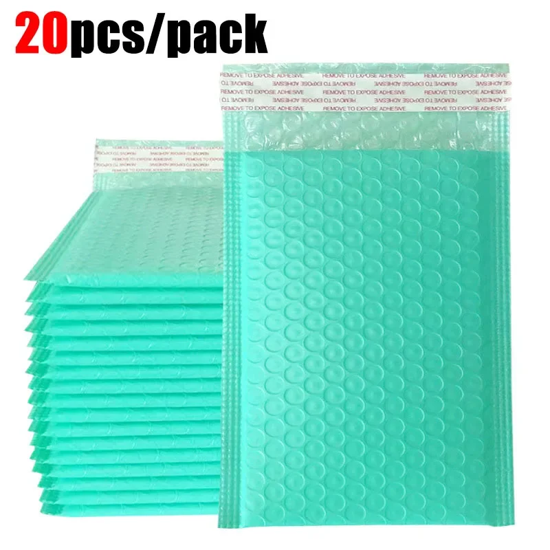 20 piezas sobres de burbujas de polietileno, sobres acolchados autosellados, bolsas de regalo, bolsas de sobres de embalaje negro/verde para libros