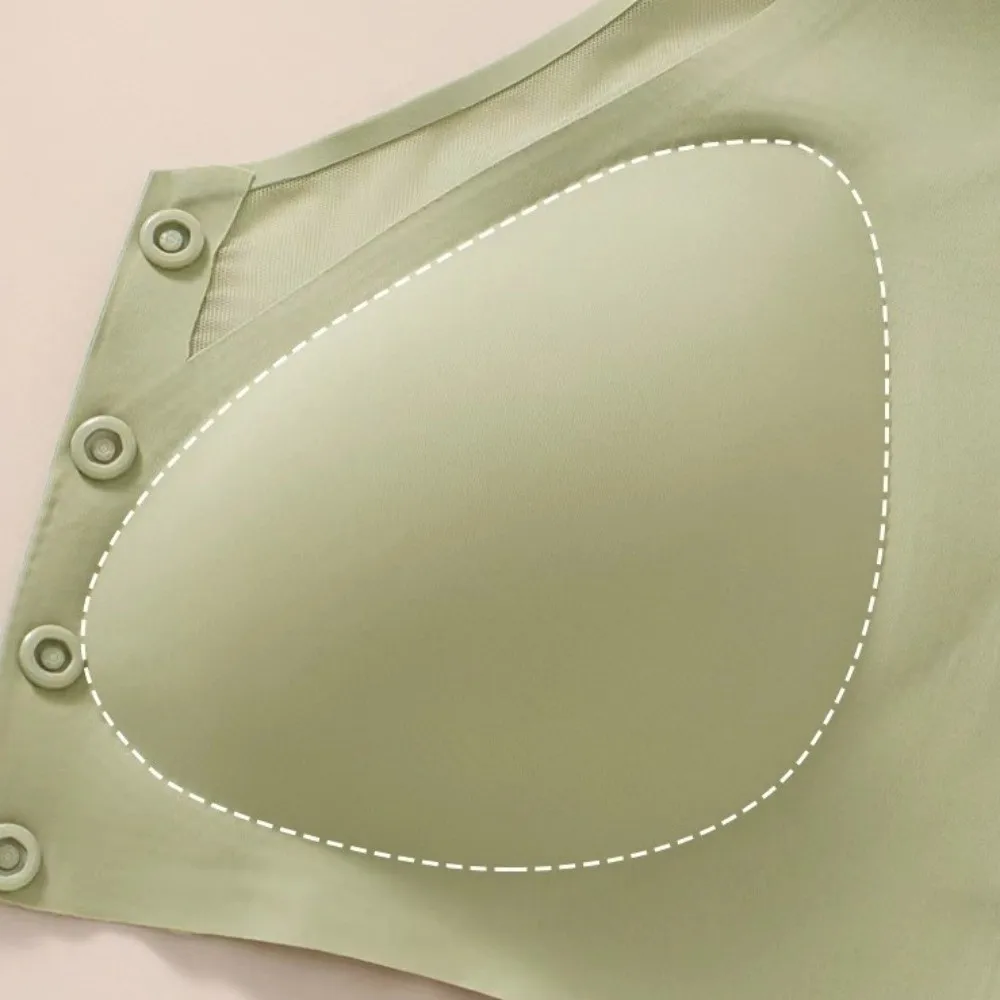 Sujetador deportivo sin costuras con botón frontal, lencería push-up, ropa interior para mujer, talla grande, ajustable, inalámbrico, con escote en V profundo.
