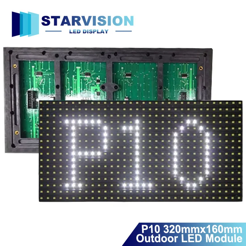 

Уличный светодиодный модуль P10 320x160 мм, шаг пикселя 10 мм, SMD3535 RGB LED панель-матрица для коммерческих рекламных щитов