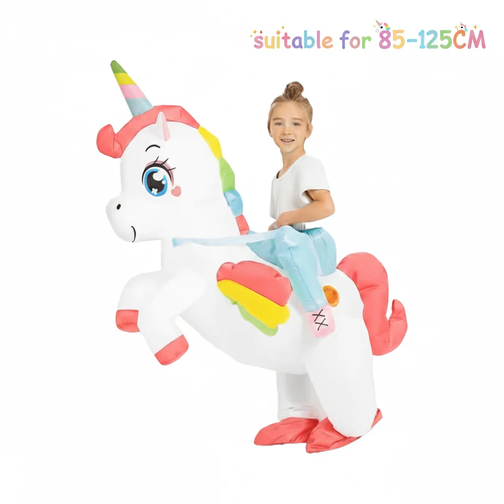 Kids Inflatable Unicorn Ride On Costume Funny Blow Up Suit for Children Christmas Thanksgiving Party Holiday Gift Cosplay