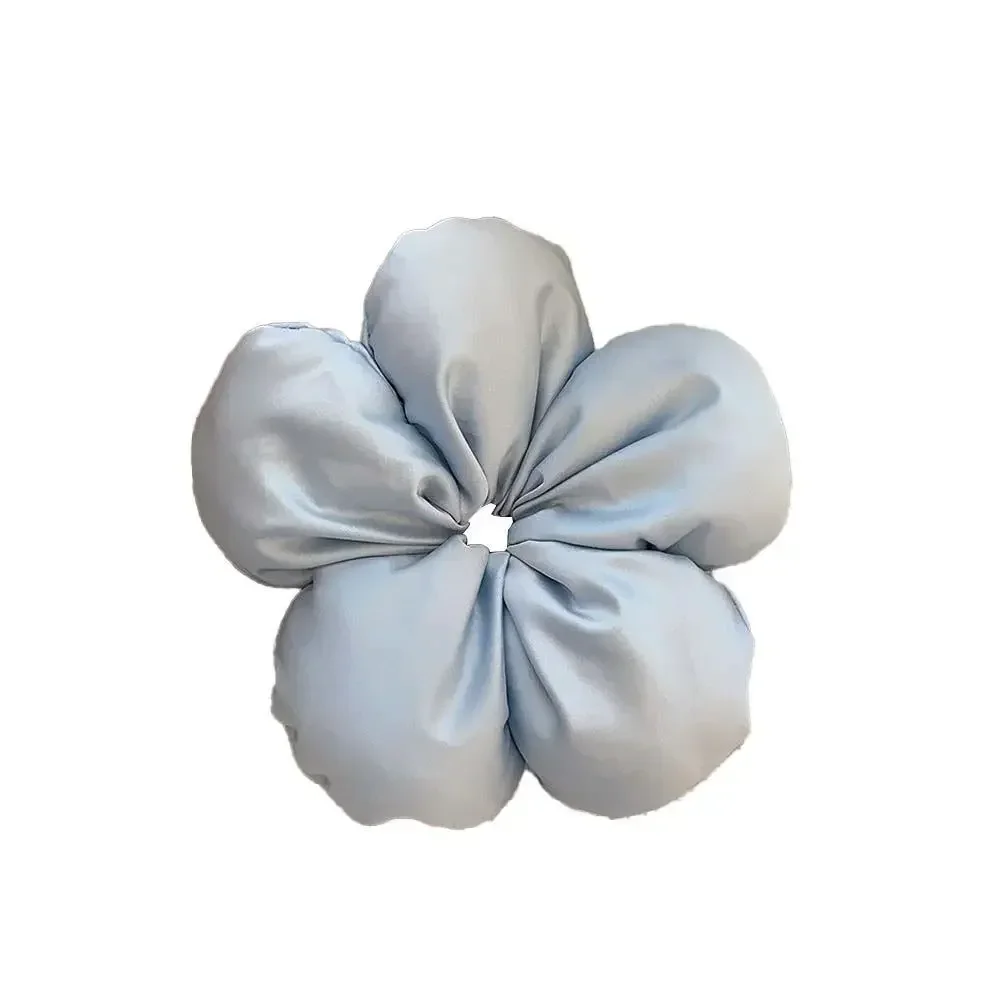 Korean Oversized Blue Flower Scrunchie Headdress Women Girls Trendy Design Rubber Elastic Hair Band Vacation Hair Accessories image 5