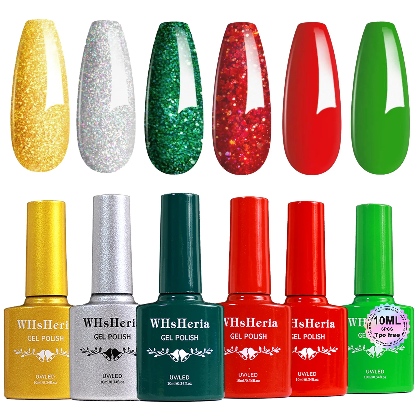 

Рождественский набор гель-лаков для ногтей, 6-цветный блестящий гель-лак золотого, серебряного цвета, подарки на Новый год для женщин