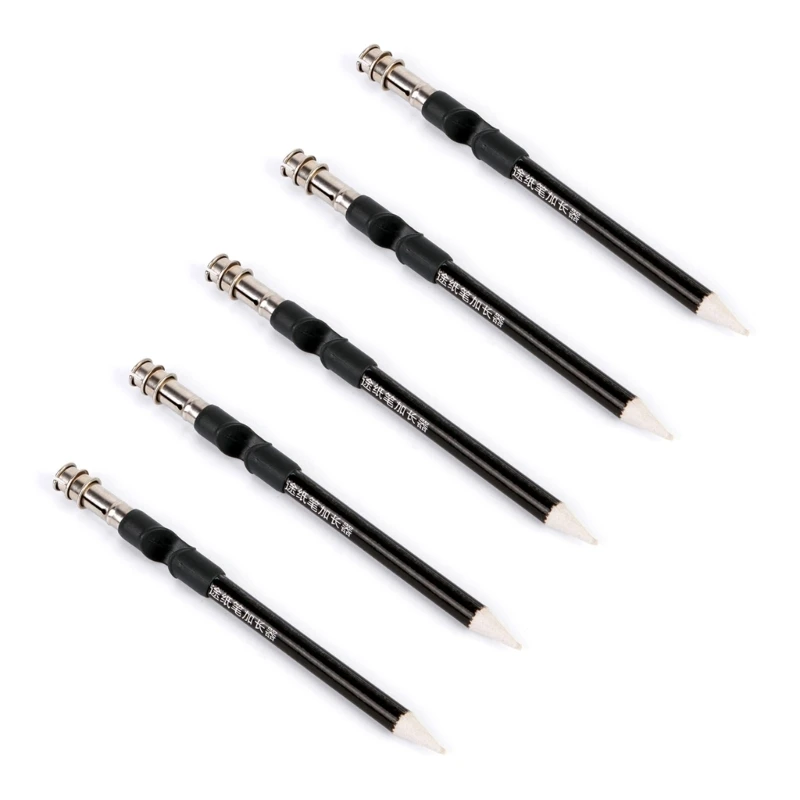 5 Pçs/set Esboço Lápis Extensor Crayon Extensão com Alça Metal Dupla Terminado
