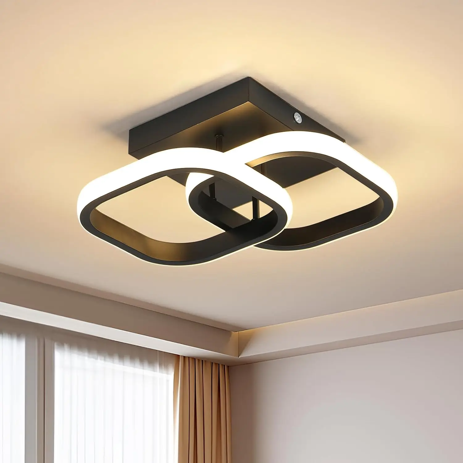 Modern Black LED Ceiling Light Bedroom 19W3000K Living Room Lighting Chandelier