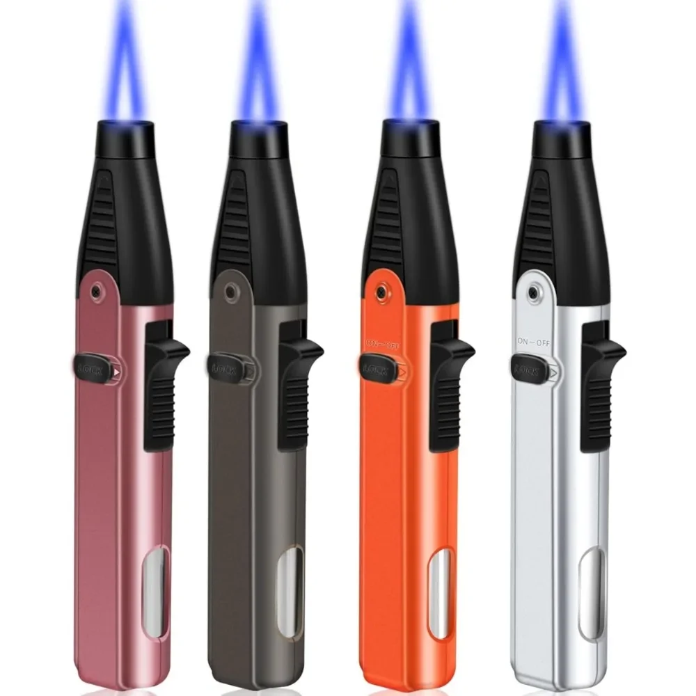 Butane Lighter Torch Lighter with Adjustable Jet Flame Windproof Butane Refillable Gas, for Candle Grill BBQ Fireworks Fireplace