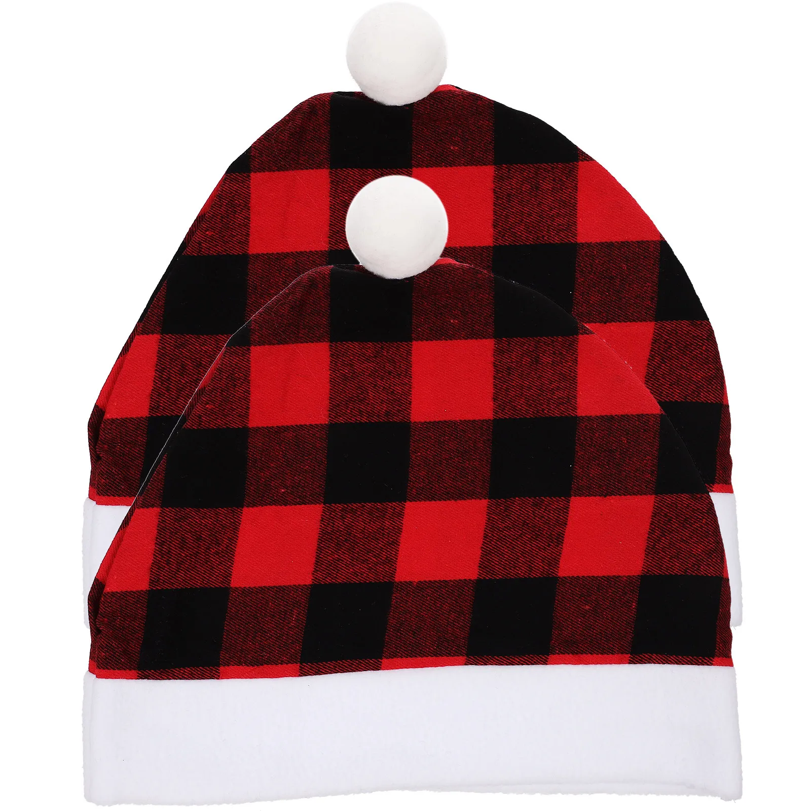 2Pcs Plaid Santa Hat Car Headrest Cover Christmas Vehicle Interior Decoration Xmas Car Supplies Festive Auto Decor