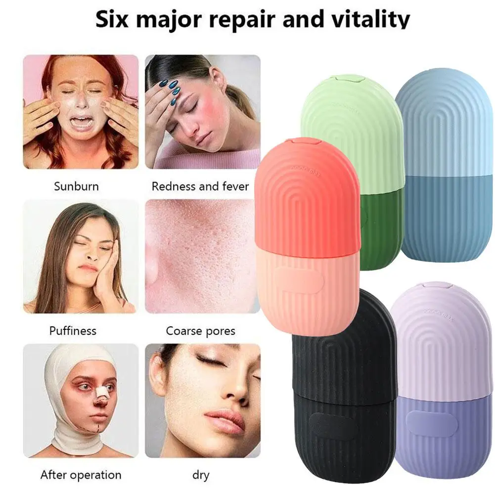 Bandejas de cubitos de hielo de silicona, bola de hielo de belleza, masajeador Facial, rodillo para contornear los ojos, molde de hielo Facial, reducir el acné, herramienta para el cuidado de la piel