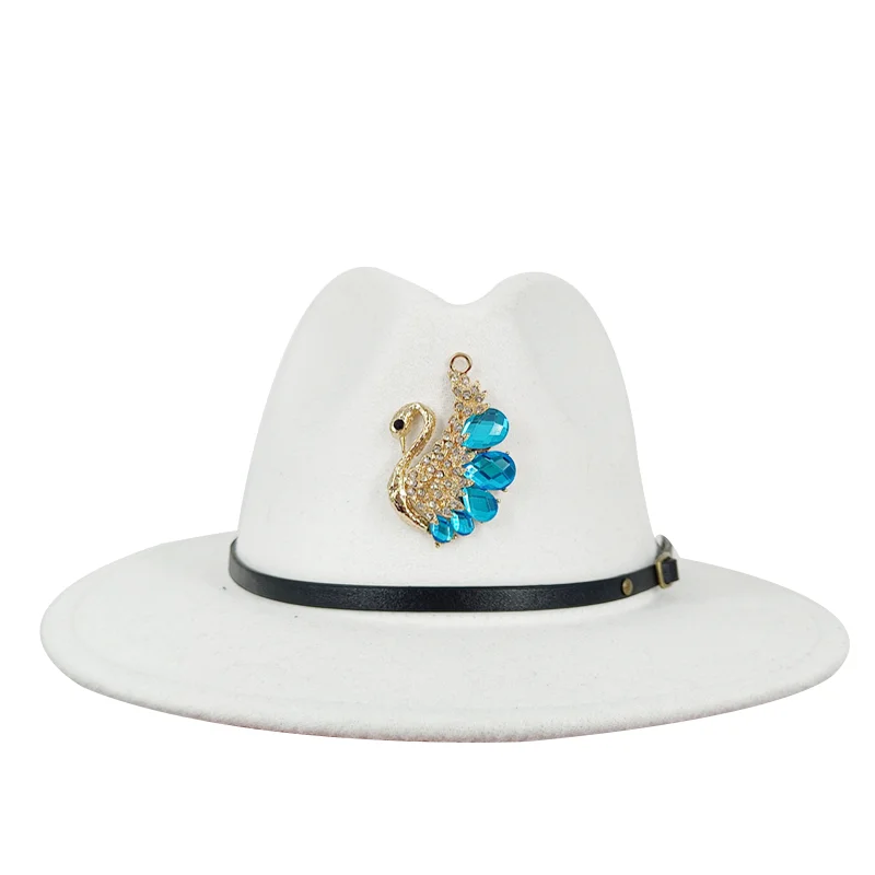 

Travel Fedora Hat Spring Jazz Top Hat Blue Swan Accessories Men's and Women's White Jazz Hat Fedora 2023 New шляпа женская