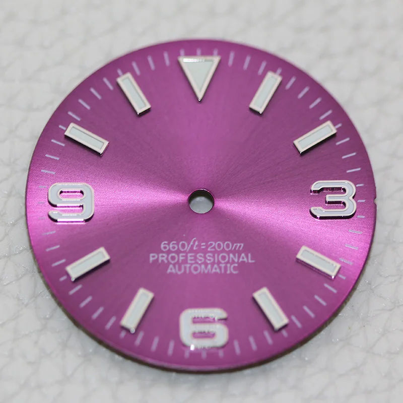 28 5mm Cadran Sunburst Purple Dial NH35 S Logo Expol Watch Face Repair Parts