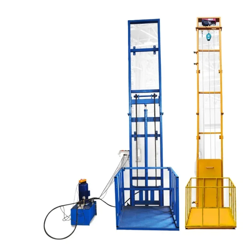 

Small freight elevator electric hydraulic lift guide rail hoist warehouse factory home elevator simple lifting platform