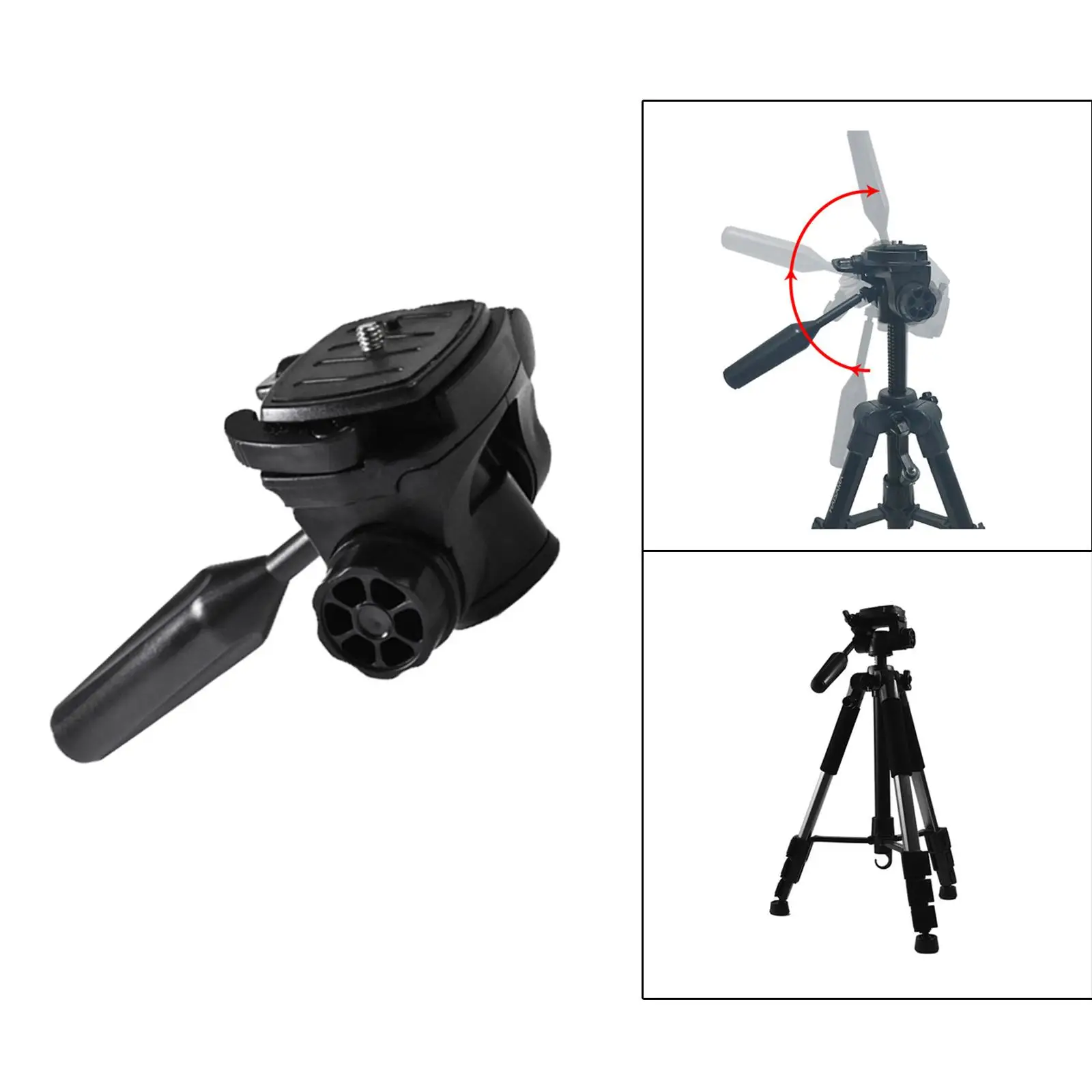 Camera Tripod Head with Plate 360 Degree Rotating Compact Panorama Black Accessories Mount Adapter for DSLR Camcorder Monopod