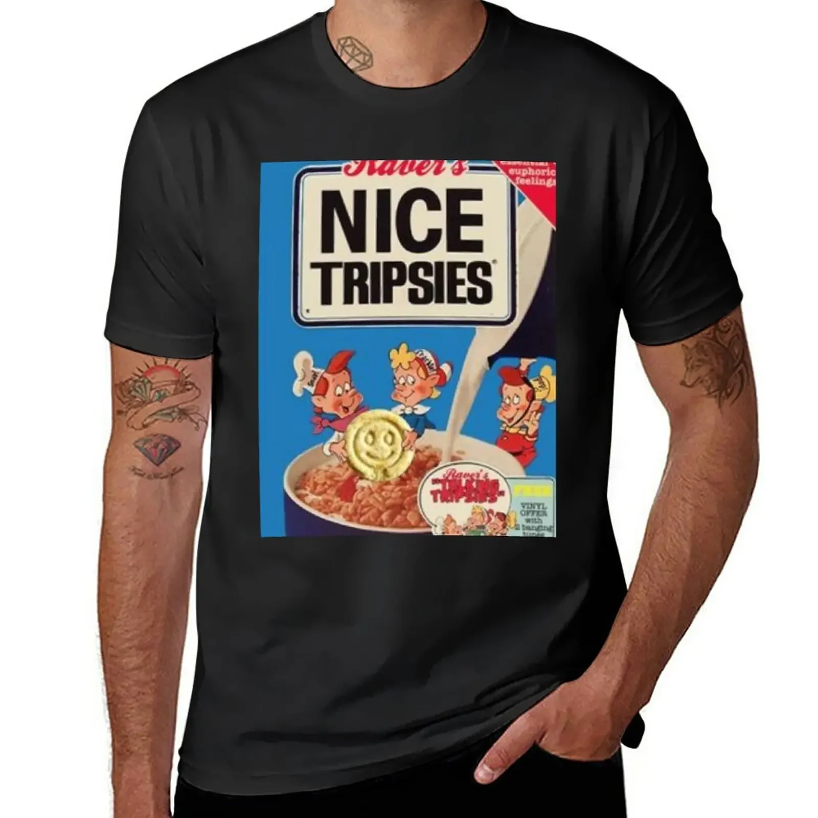 Round Collar Short sleeve New Nice Tripsies 90's Rave Flyer T-Shirt aesthetic clothes t-shirt black t-shirts for men heavyweight