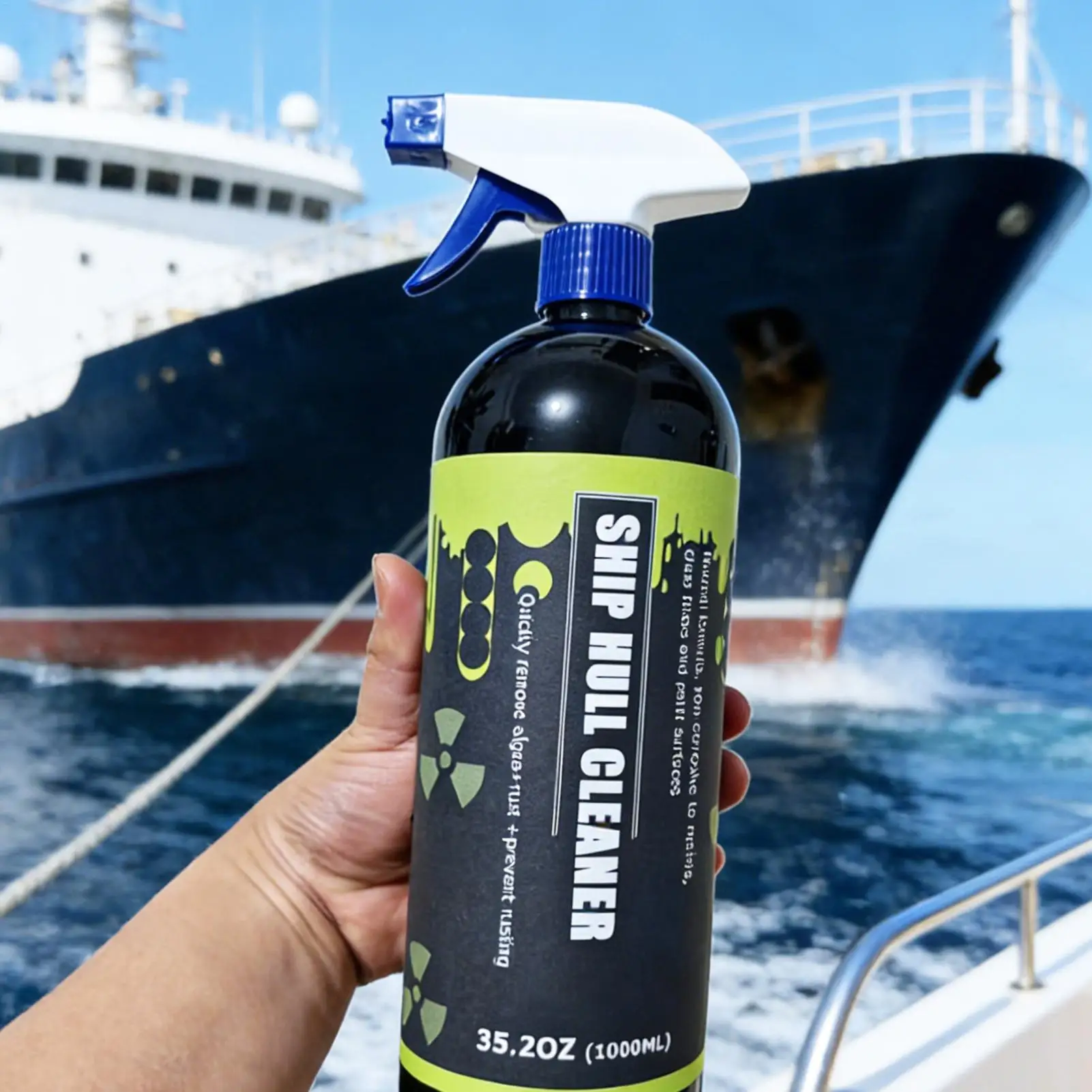 

Hull Cleaner 1000ml Grime Cleaning Spray For Hull Boat Oxidation Remover For Outdoor Fishing Bilge Deck Rail Marine Yacht