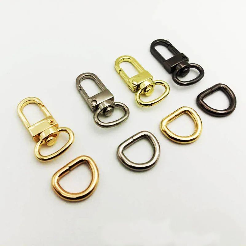 

6pcs 16mm Gunmetal Lobster Swivel Clasp & 6Pcs D rings Key Ring Lobster Clasp Clip with rings