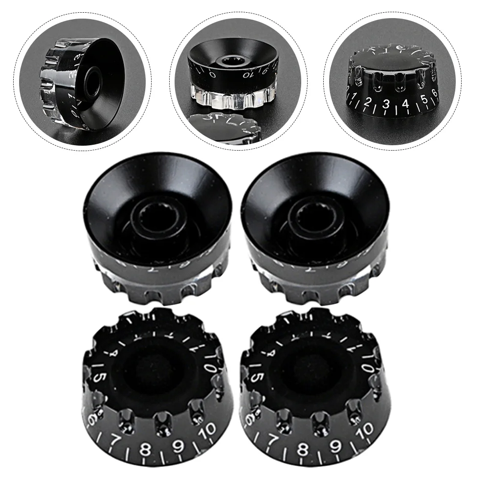 4 Pcs Guitar Volume Knobs Plastic Caps Black Easy Install Anti Corrosive Scale Control Electric Acoustic Bass Tuning