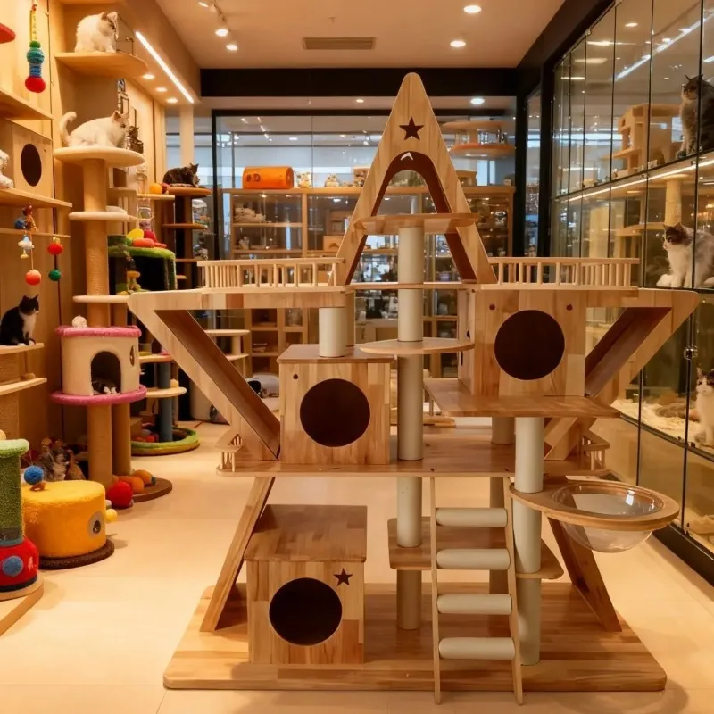 High-end large cat climbing frame cat villa cat tree integrated Maine puppet