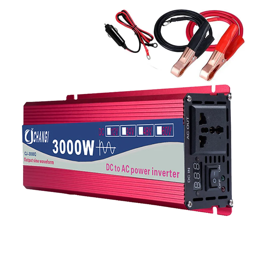 

3000W 2200W 1600W Pure Sine Wave Inverter DC 12V 24V To AC 110V 220V Voltage Transformer Power Converter Solar Car Inversor