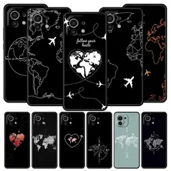 Cartoon World map scenery direction Case For Xiaomi 14 13T 12T Pro 12 13 11 Ultra Mi Note 10 Lite 10T 5G Pro 11T 11i 9T Cover