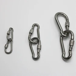 Spring Hook With Safety Screw Nut Stainless Steel 316 5mm*50mm Snap Lock Carbine Carabiner Clip Rigging Hardware