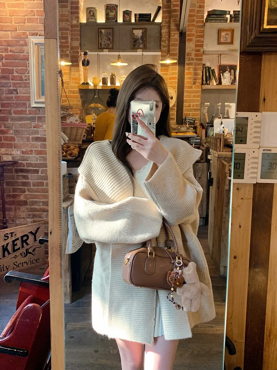 

Soft Sle Hooded Knitwear Jaet Women's Loose Heavyweight Small Size Notting Hill Walking Gentle Wind Sweater Outerwear