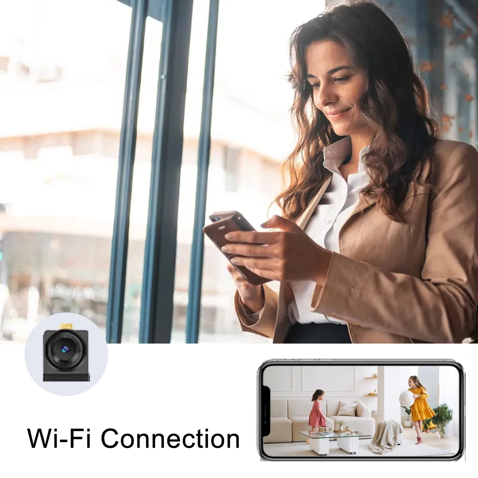 กล้องขนาดเล็ก Wi-Fi HD โมดูล DIY กล้องรักษาความปลอดภัยสำนักงานบ้านกล้องพี่เลี้ยงระบบเตือนภัยดูระยะไกลกล้องจิ๋วพร้อมระบบตรวจจับการเคลื่อนไหวแอป