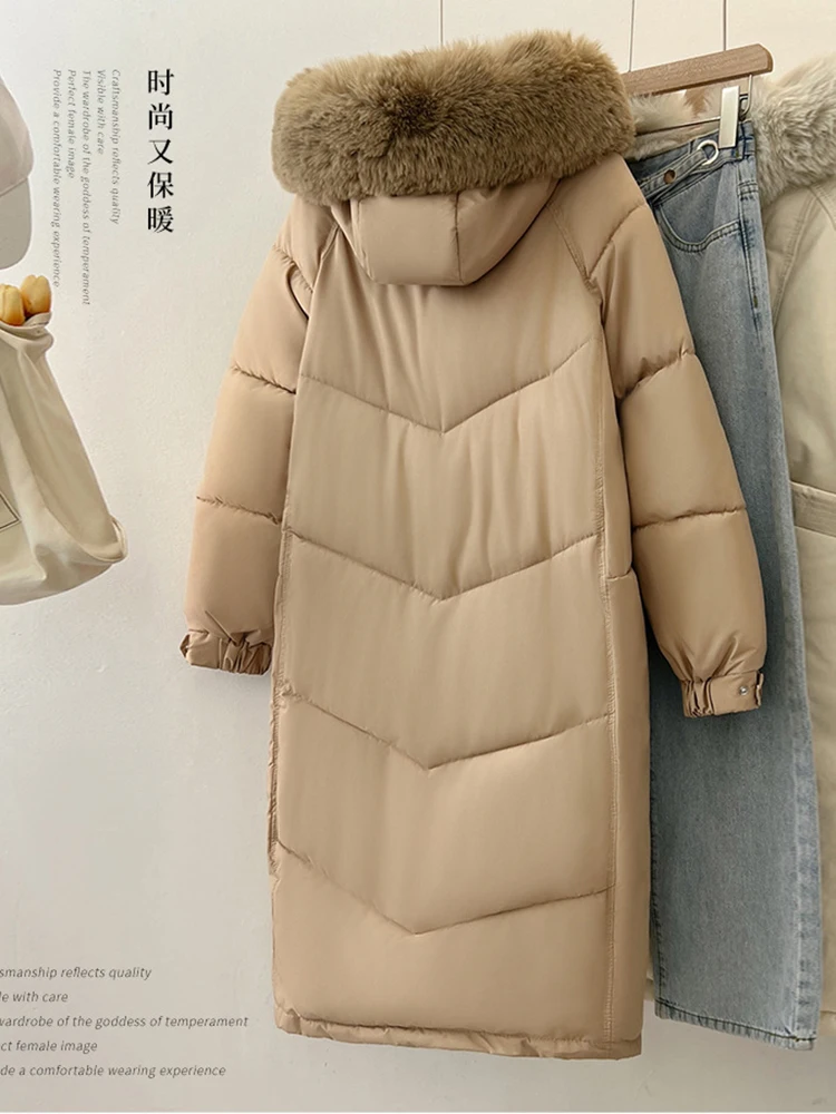 Winter Women Warm Hooded Cotton Padded Jacket Fur Coat For Women Thick Long Outerwear Korean Puffer Jacket