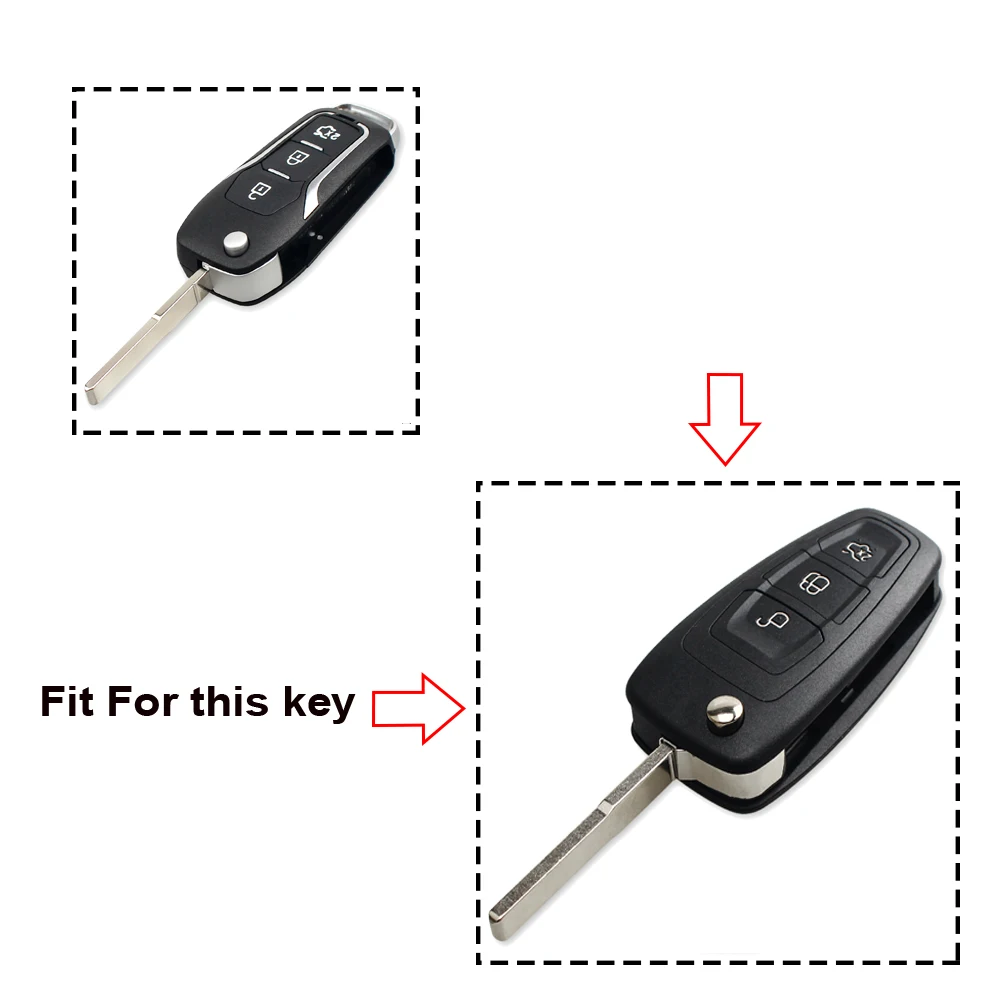 KEYYOU custodia portachiavi pieghevole per auto modificata per Ford Focus 3 Fiesta connect mondeo c max 2013 3 pulsanti Smart Key