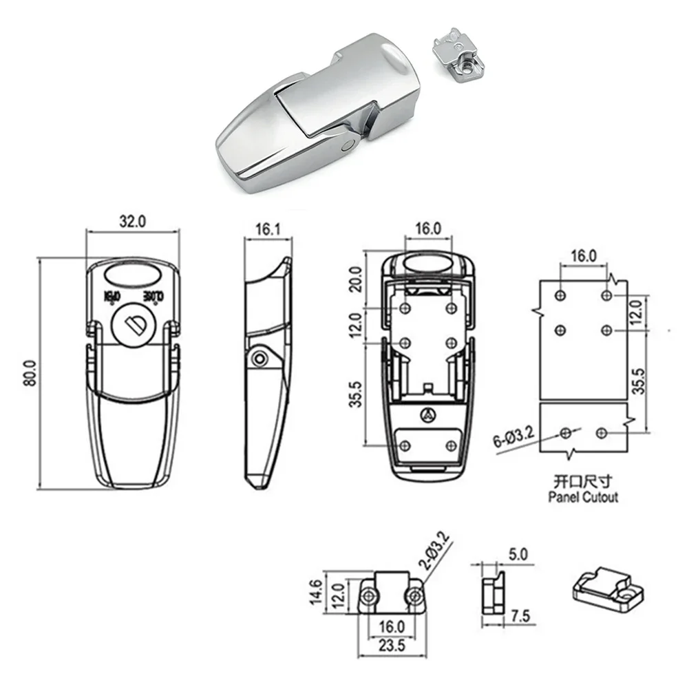 V7-20-111-20 Same Style Electrical Box Cabinet Chassis Hidden Buckle Lock 1 Pcs For Distribution Boxes, Cabinets, Metal Boxes