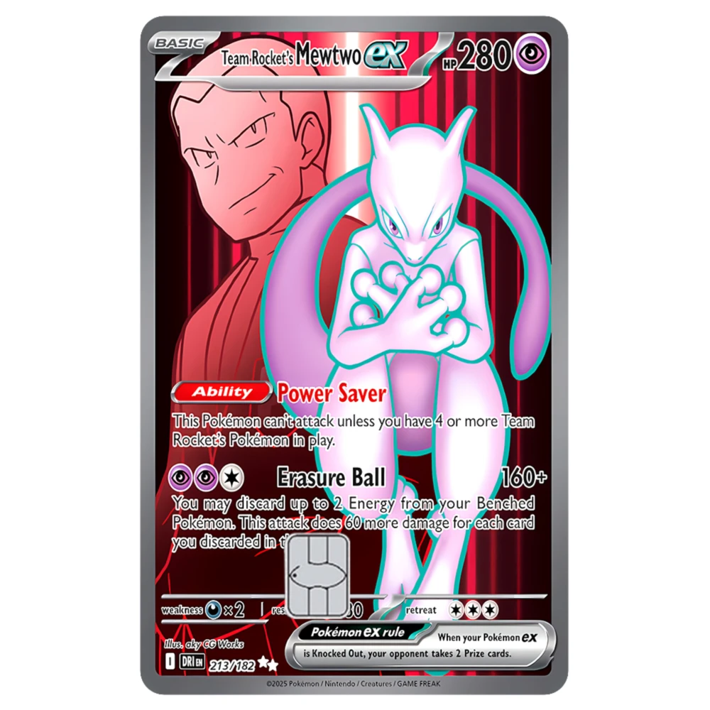 Mewtwo PTCG Series Credit Card Stickers Pocket Monsters Sticker for VISA JCB MasterCard Bus Bank Debit Card Decoration