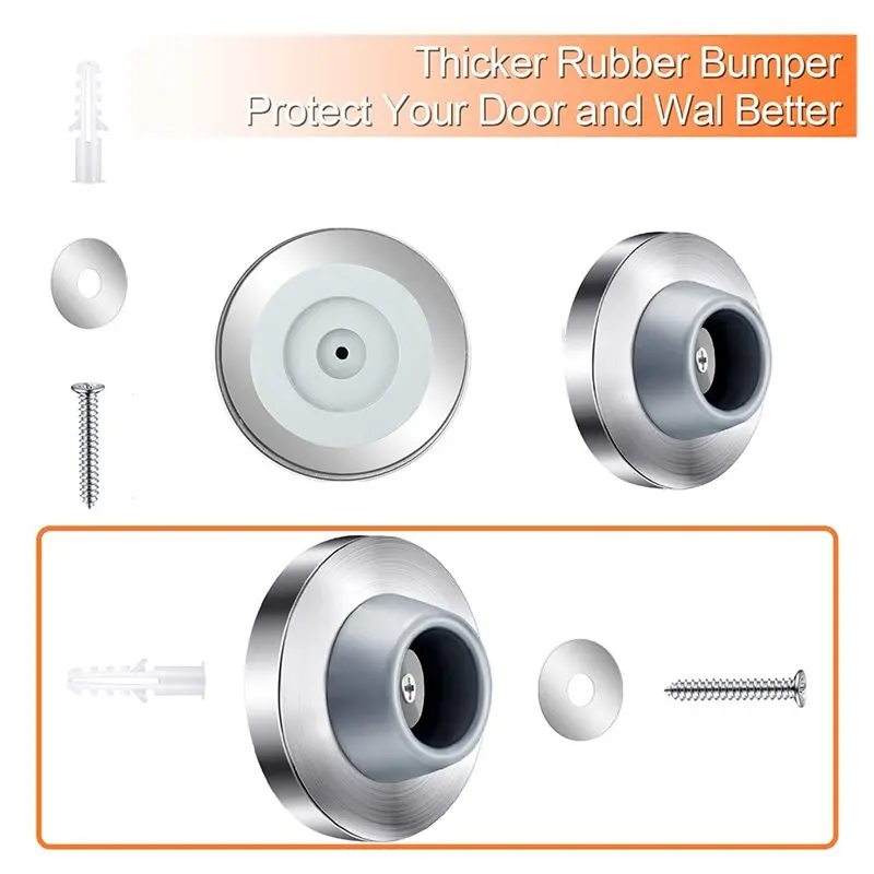 ABWR-오목형 손잡이 커버 회색 고무 도어 스토퍼 벽 보호대 스테인리스 스틸 플러시 범퍼 도어 범퍼