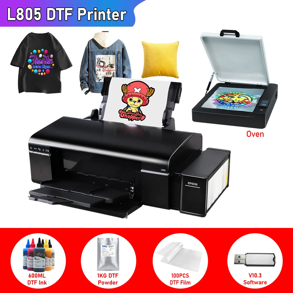 

A4 impresora dtf For Epson L805 DTF Printer DTF Oven DTF Transfer Printer A4 T shirt Printing machine for clothes fabric print