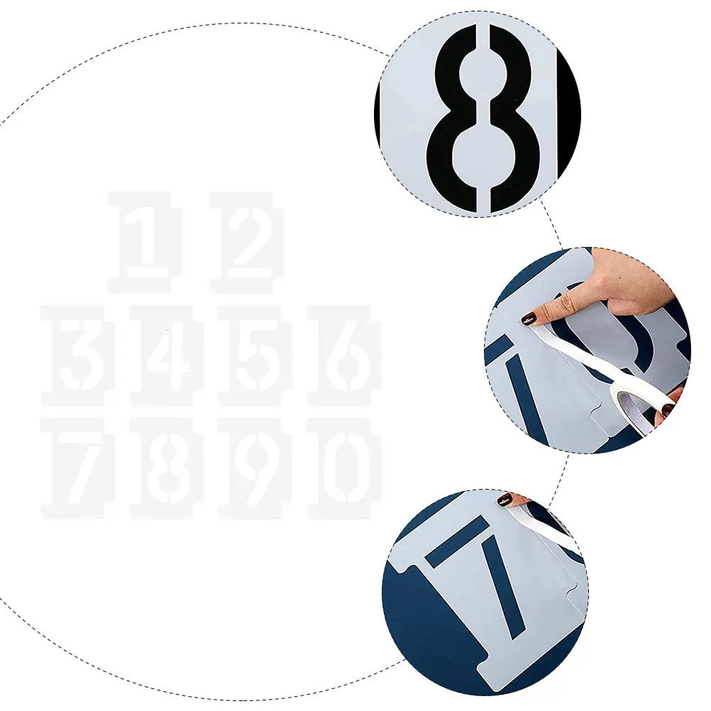 

2 Sets Number Stencils 0 Paint Stencils 9 PET Thick Reusable DIY Painting Templates Curb Kit Mailbox Floor Design