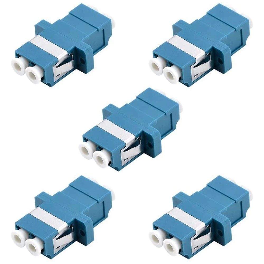 LC Fiber Optic Adapter - LC to LC Duplex Singlemode Coupler - 5 Pack - Blue